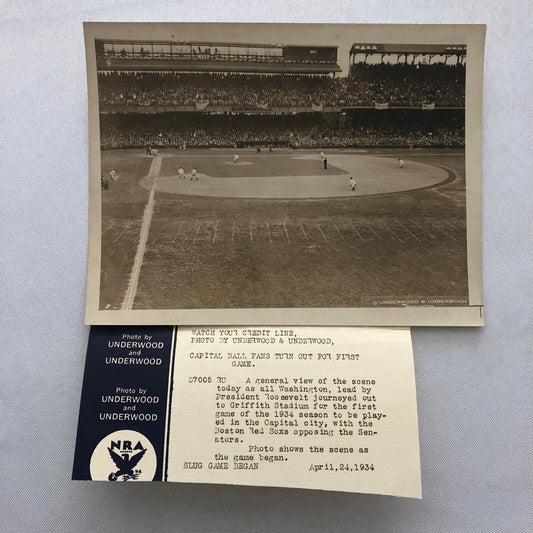 Press Photo Photograph Baseball Washington Senators vs Boston Red Sox 1934