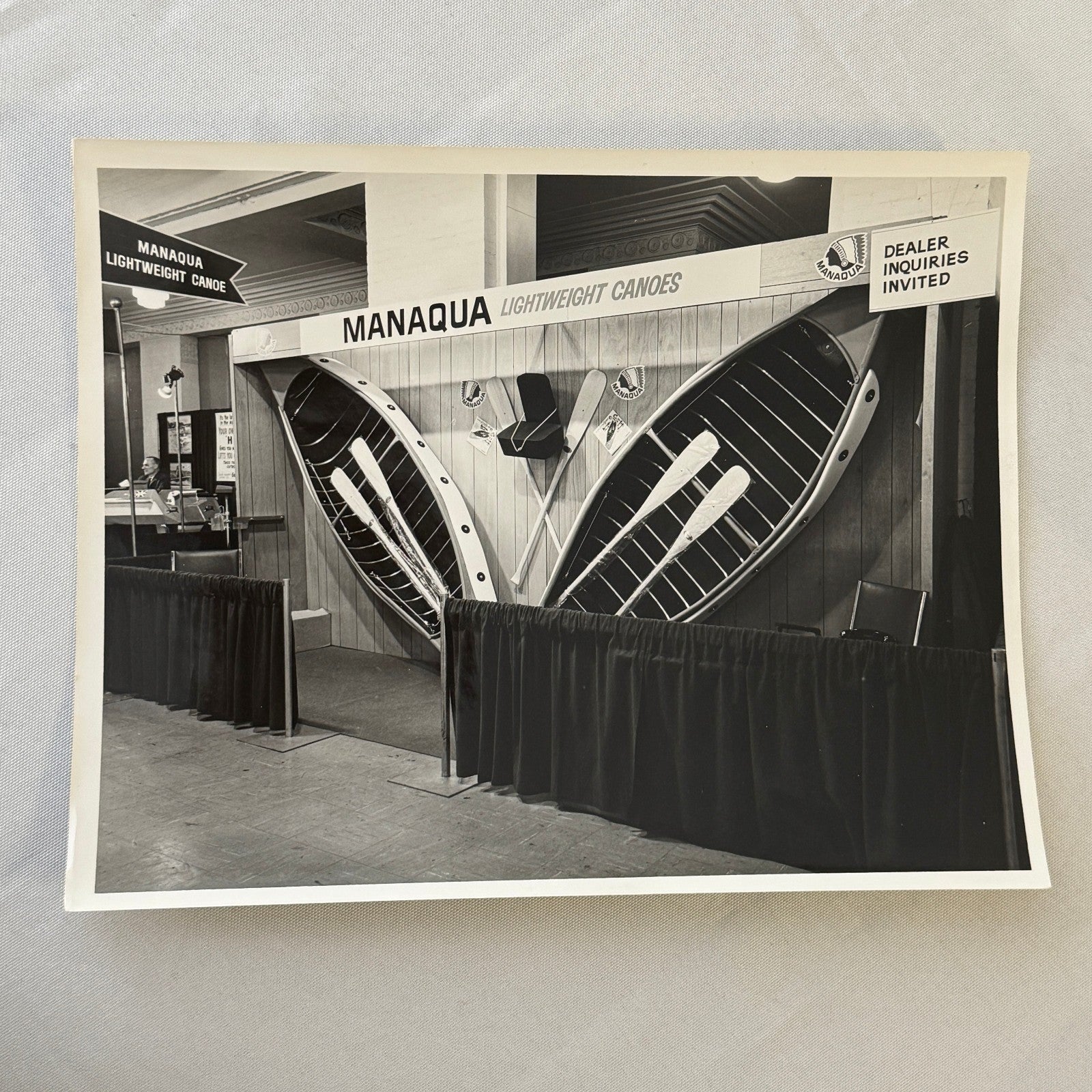 Vintage Manaqua Canoe Boat Advertising Photo Tradeshow Display