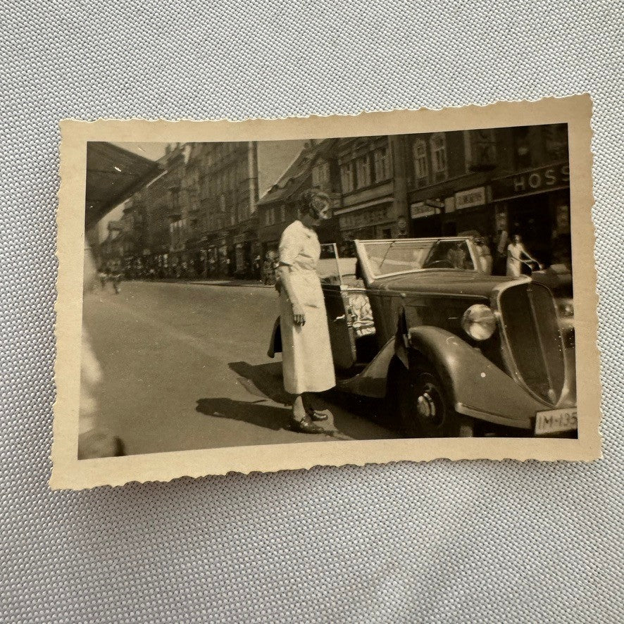 Vintage Snapshot Photo Photograph Lot Woman with Beautiful Car Automobile German