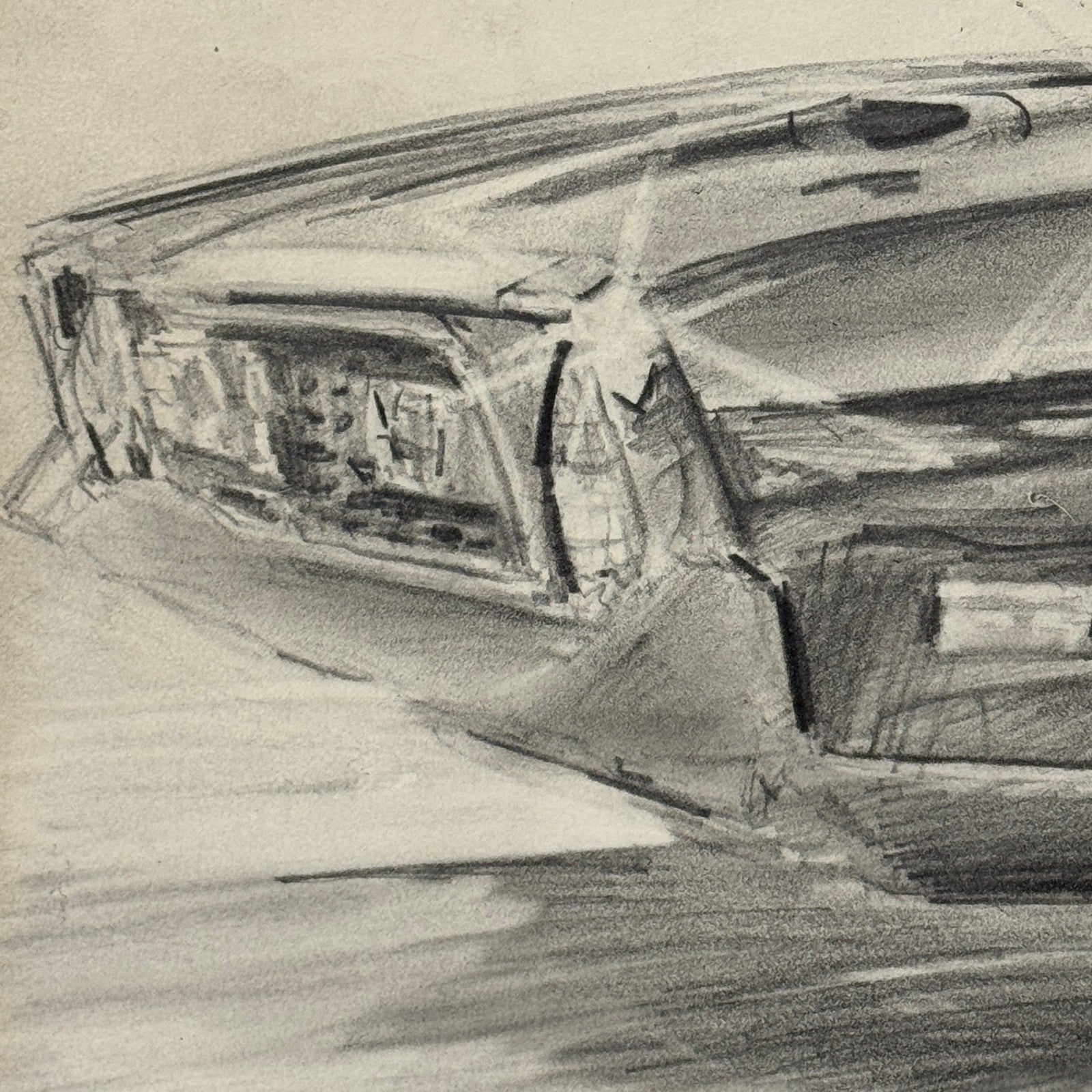 Ford Mustang Vintage Car Illustration Drawing Sketch Original Art Signed