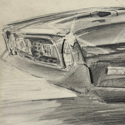 Ford Mustang Vintage Car Illustration Drawing Sketch Original Art Signed