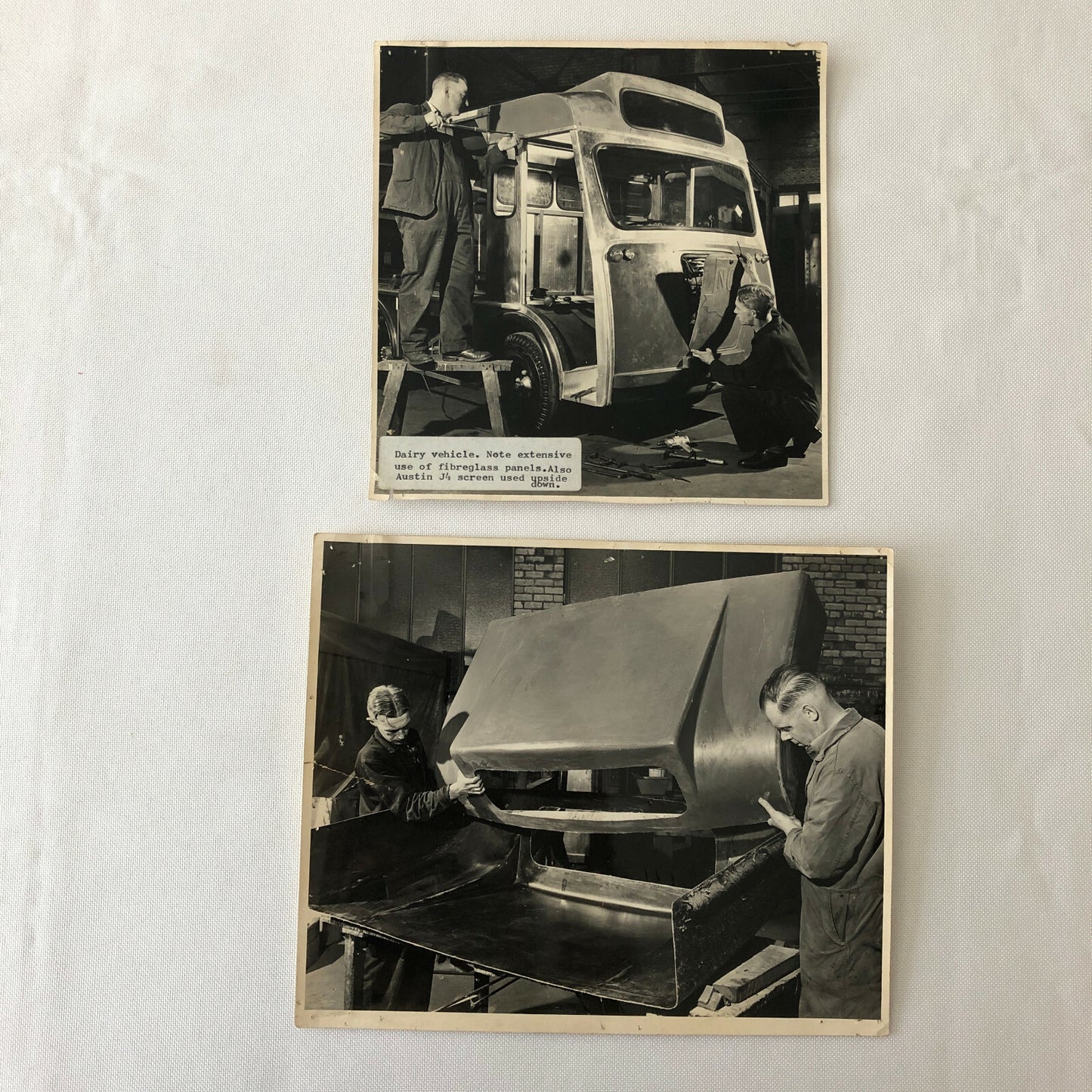 Vintage Milk Dairy Delivery Truck Factory Assembly Photo Photograph Lot of 2 