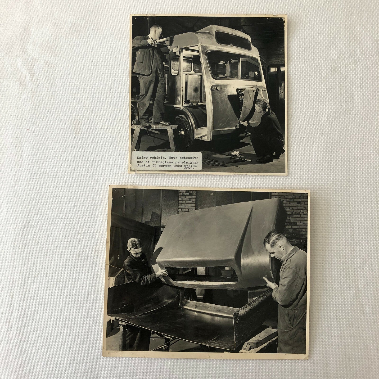 Vintage Milk Dairy Delivery Truck Factory Assembly Photo Photograph Lot of 2 