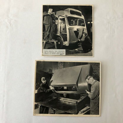 Vintage Milk Dairy Delivery Truck Factory Assembly Photo Photograph Lot of 2 