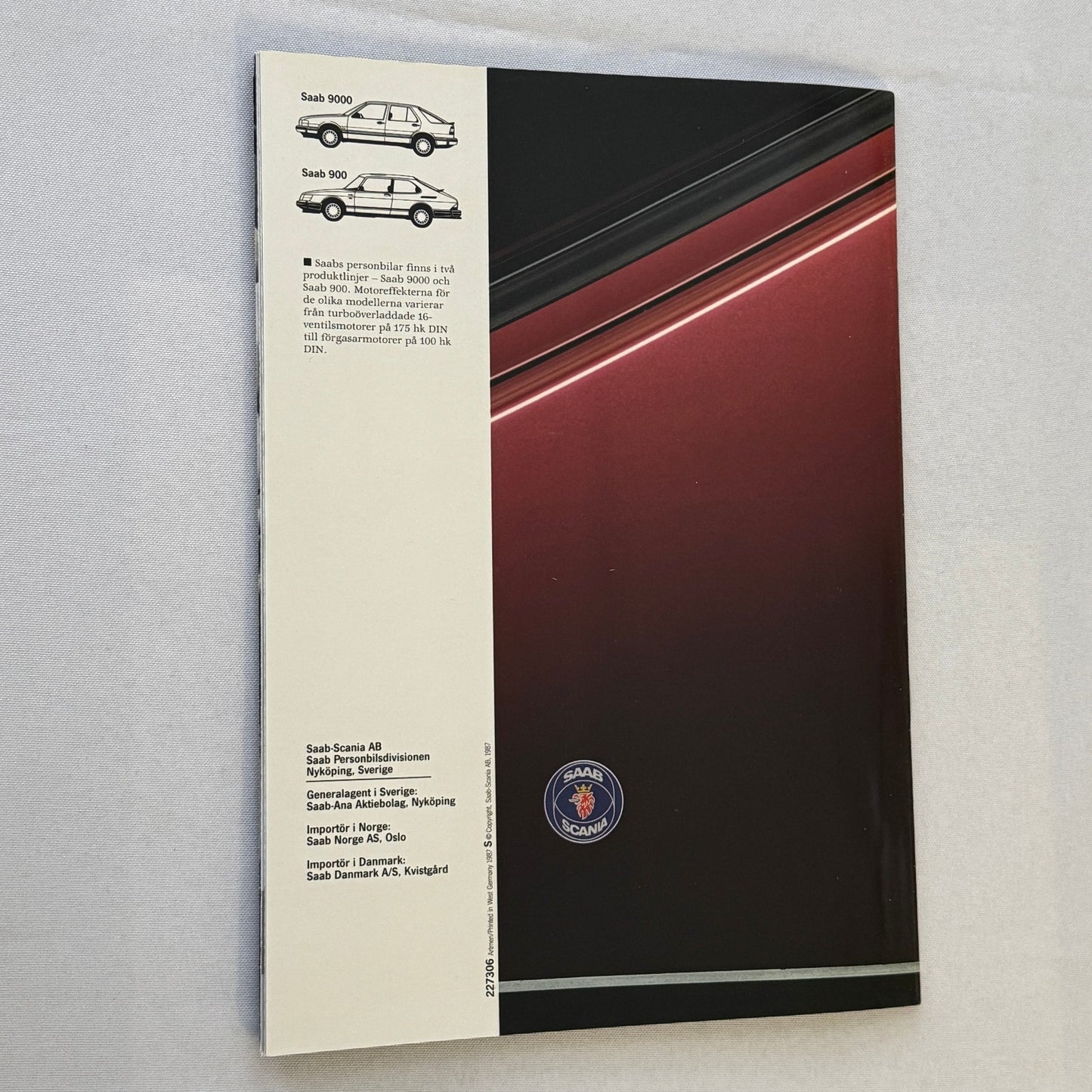 Vintage Saab 900 Cabriolet Saab 900 Turbo 16 Aero Sales Brochure Car SWEDISH