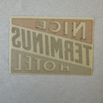 Vintage Hotel Travel Luggage Label Nice France Terminus Hotel
