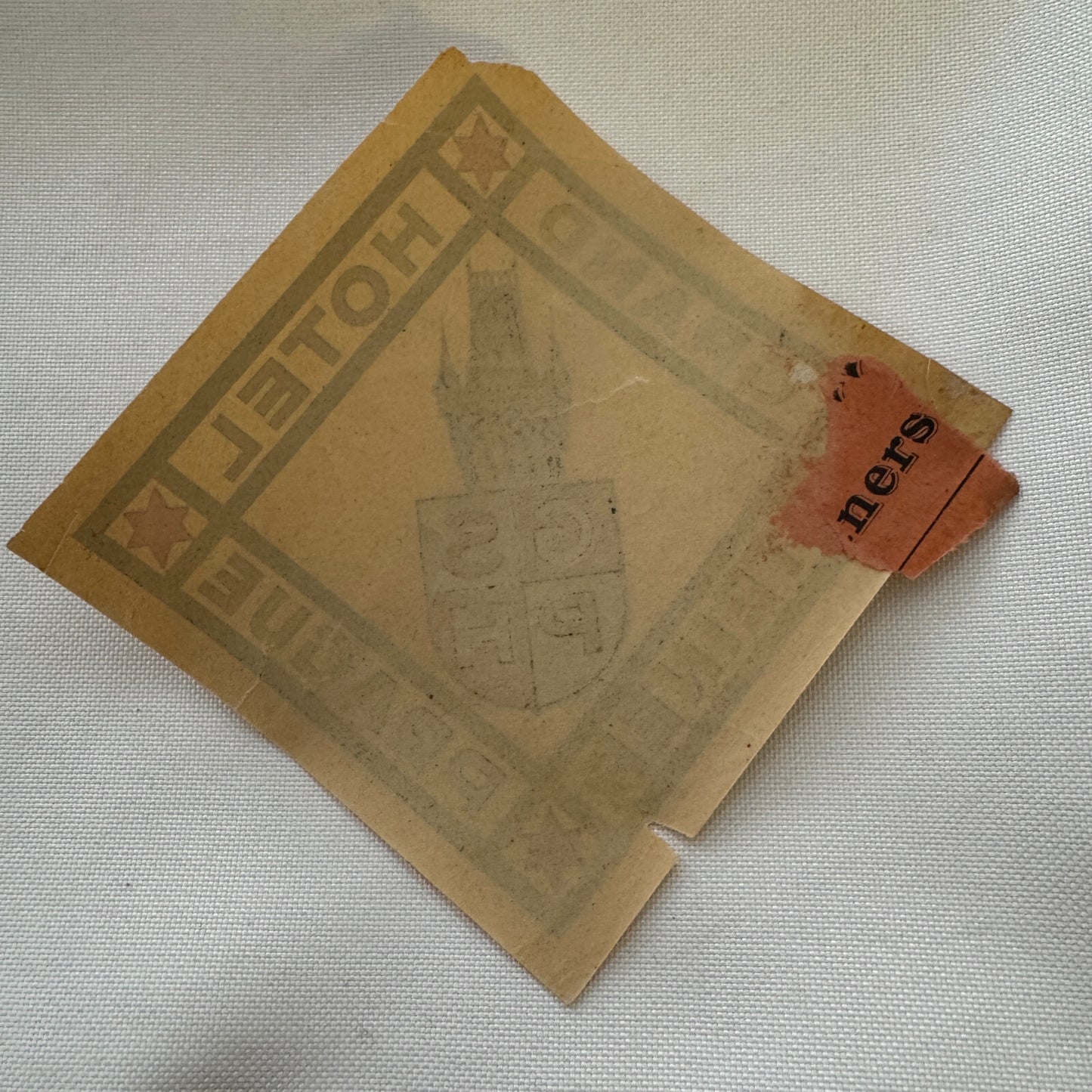 Vintage Hotel Travel Label Grand Hotel Steiner Prague