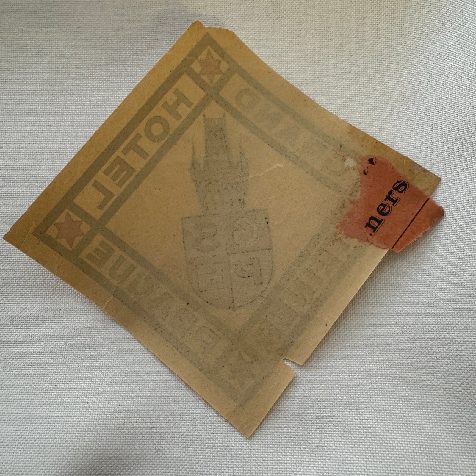 Vintage Hotel Travel Label Grand Hotel Steiner Prague