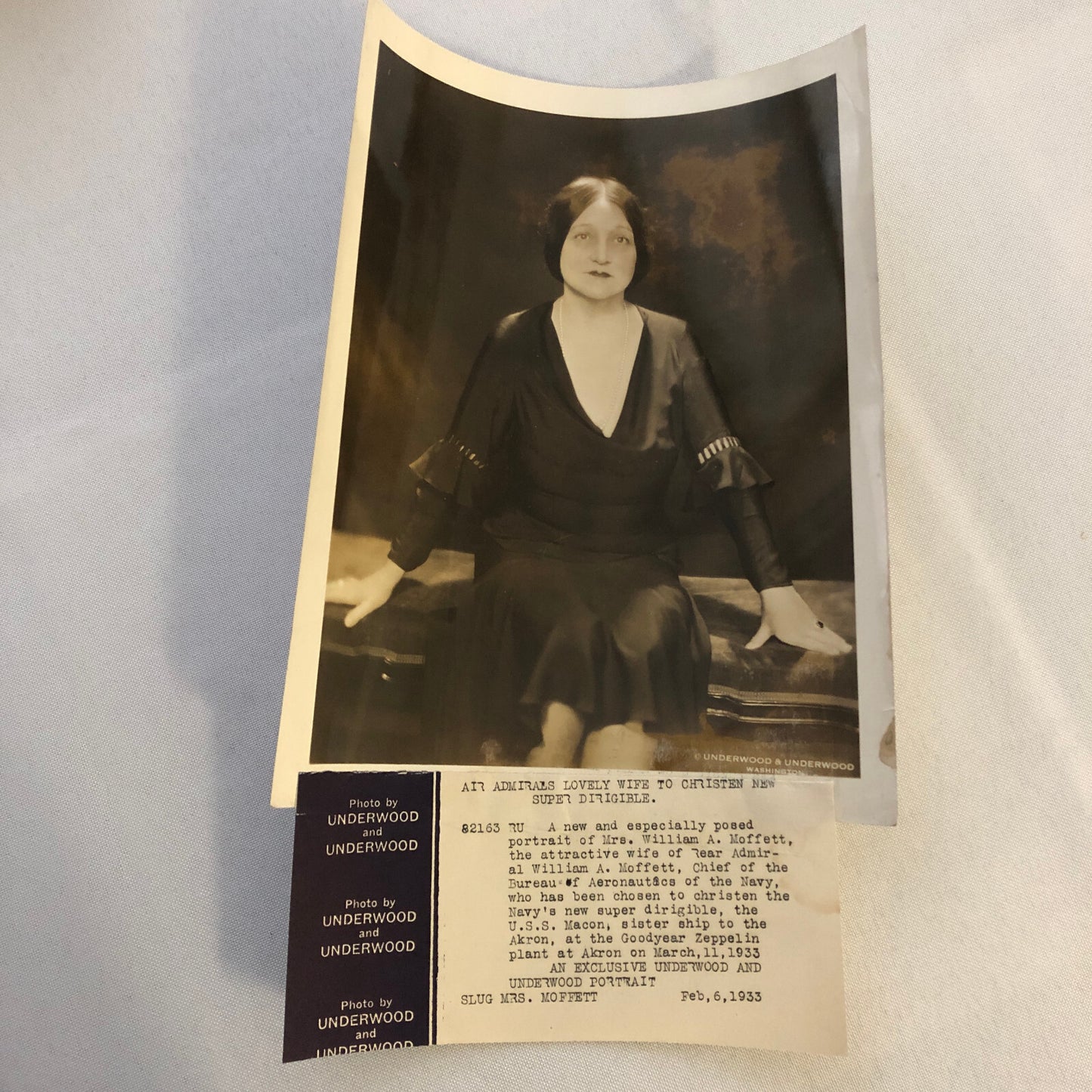 Press Photo Photograph Woman to Christen Navy Dirigible USS Macon 1933 Underwood