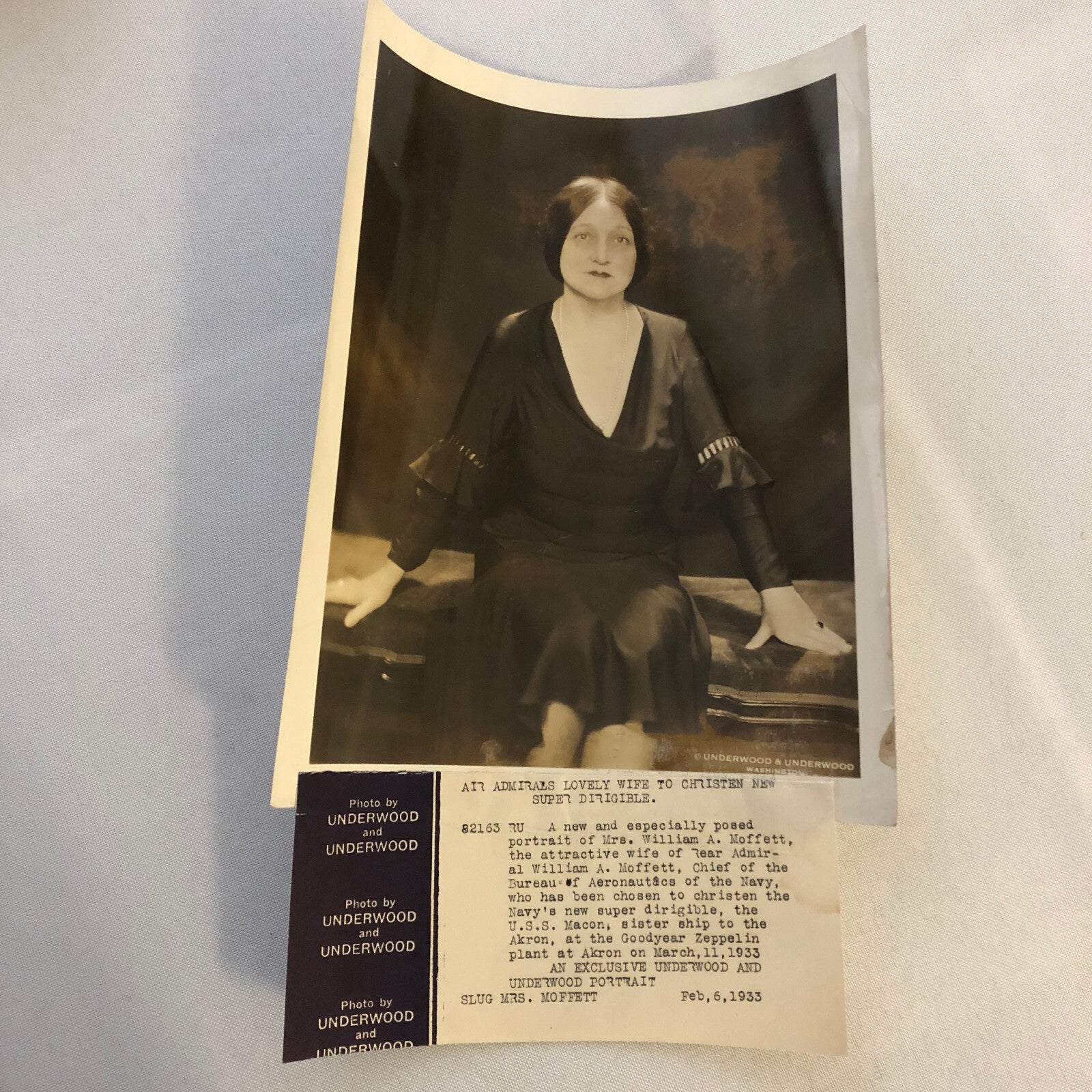 Press Photo Photograph Woman to Christen Navy Dirigible USS Macon 1933 Underwood