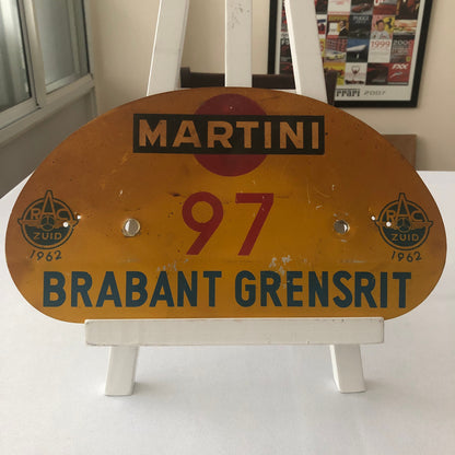 1962 RAC Zuid Brabant Grensrit Car Rally Rallye Participant Plate w/ Martini Ad