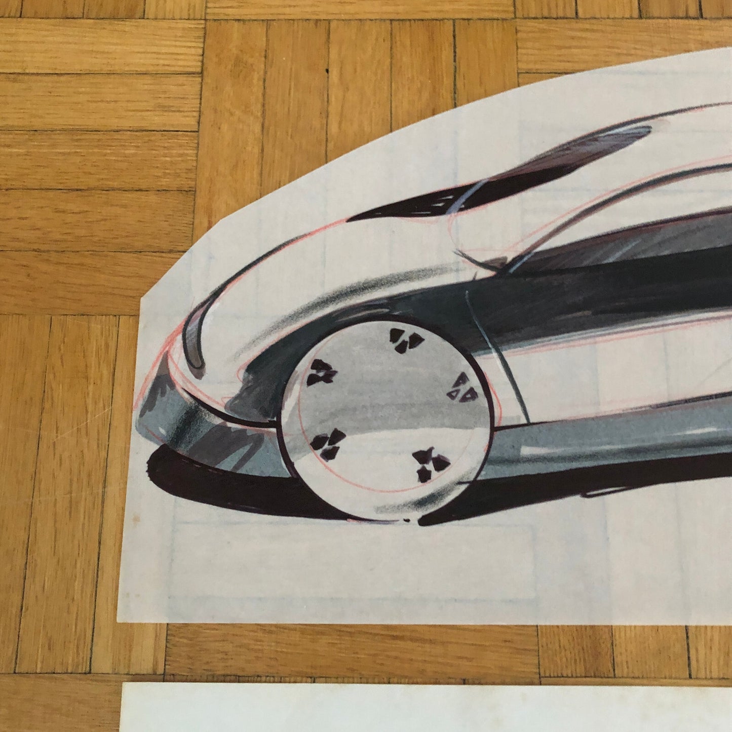 Car Styling Concept Illustration Art Drawing Sketch Vintage Lot of 2