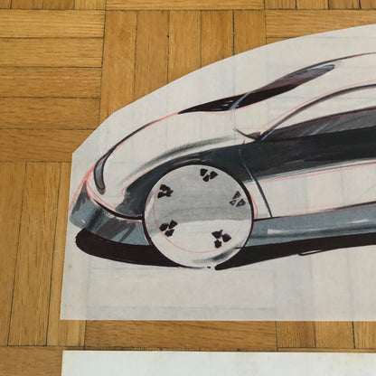 Car Styling Concept Illustration Art Drawing Sketch Vintage Lot of 2