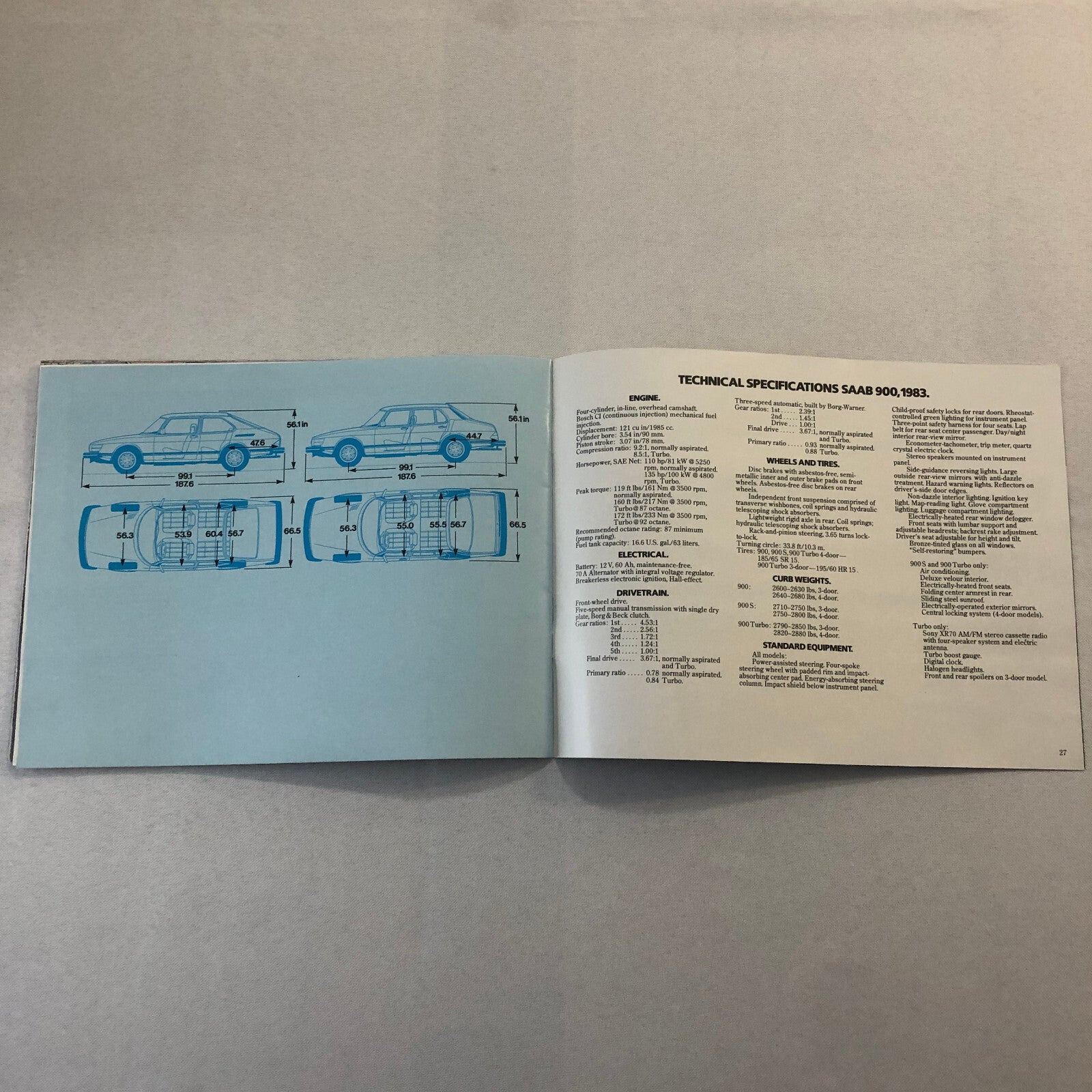 1983 Saab 900 Sales Brochure Catalog Advertising Saab 900 Turbo 900S 900 S
