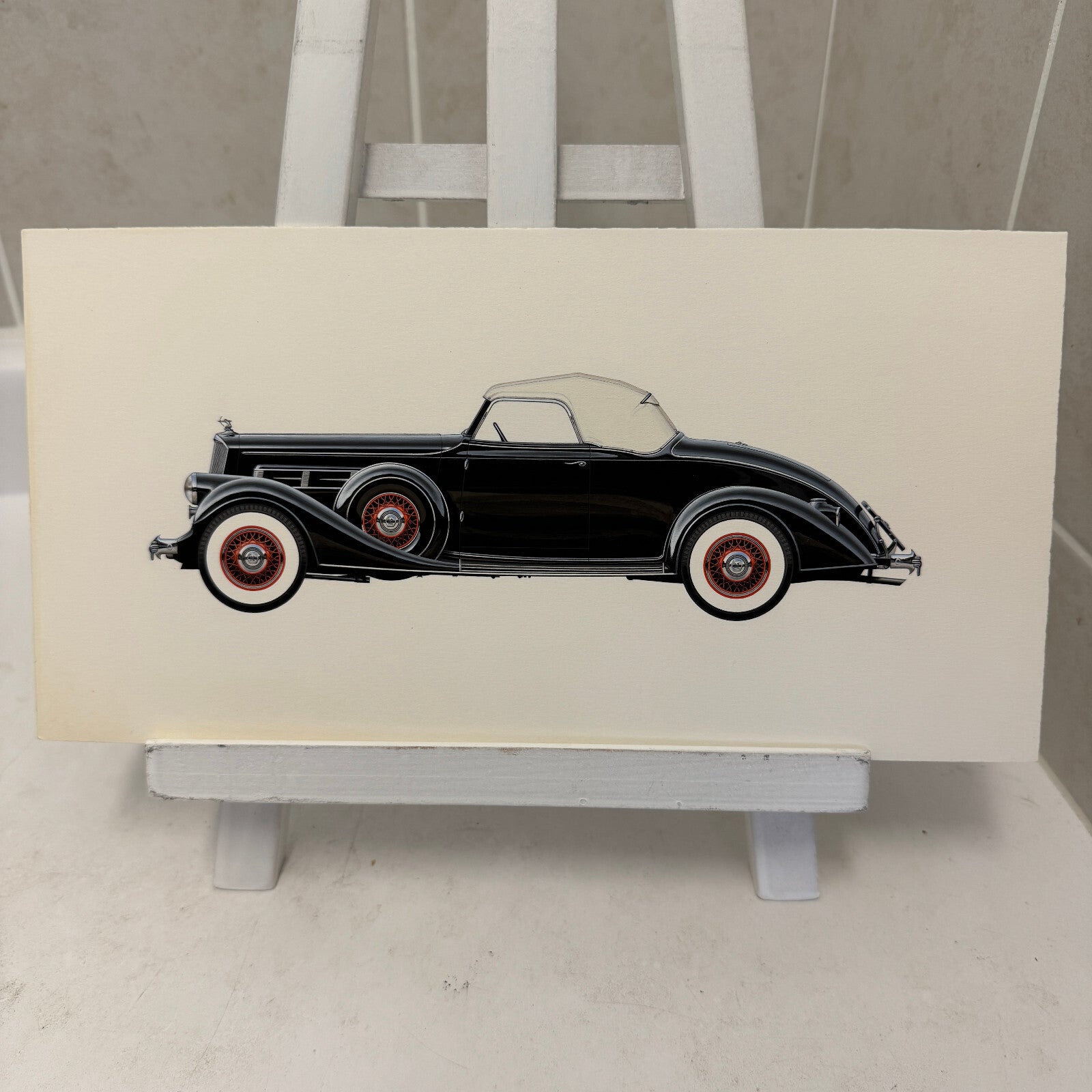 1935 Pierce Arrow 12 Convertible Coupe Roadster Car Illustration Art Drawing