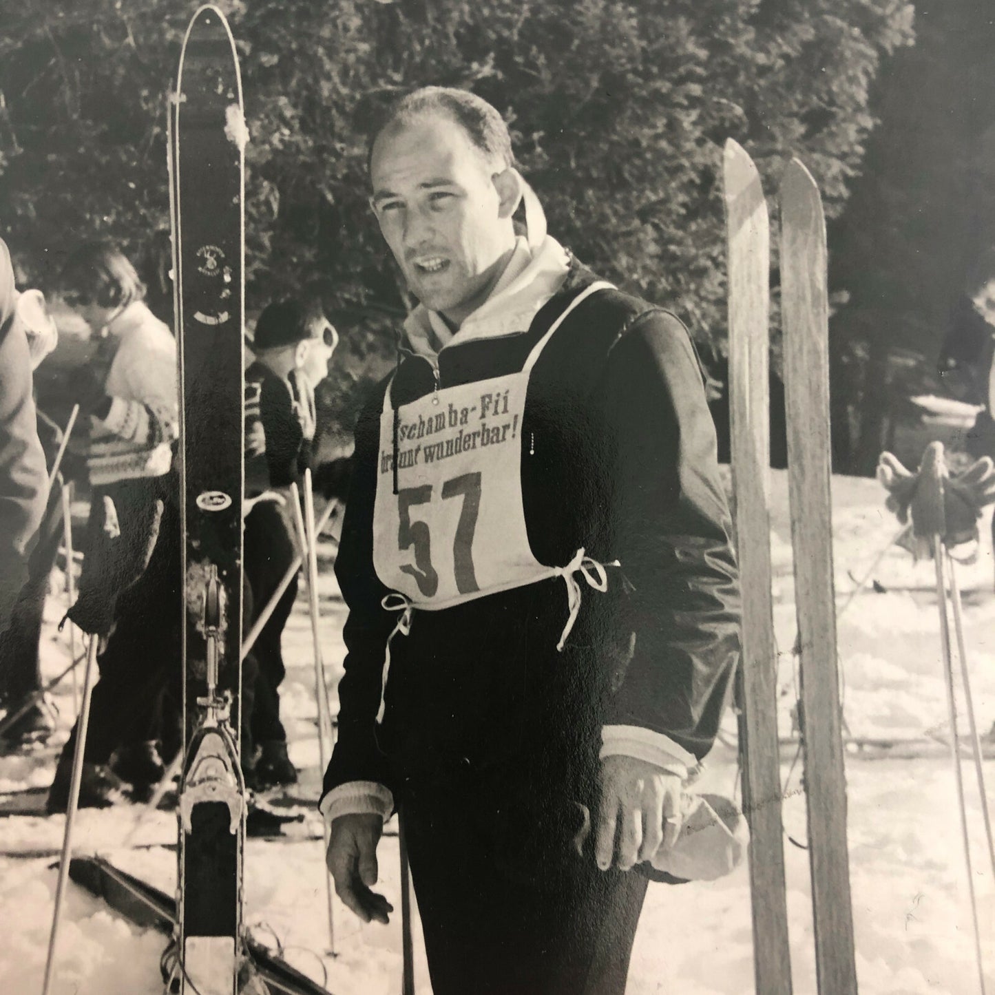 Vintage Photograph of Racing Driver Stirling Moss Skiing Ski Photo