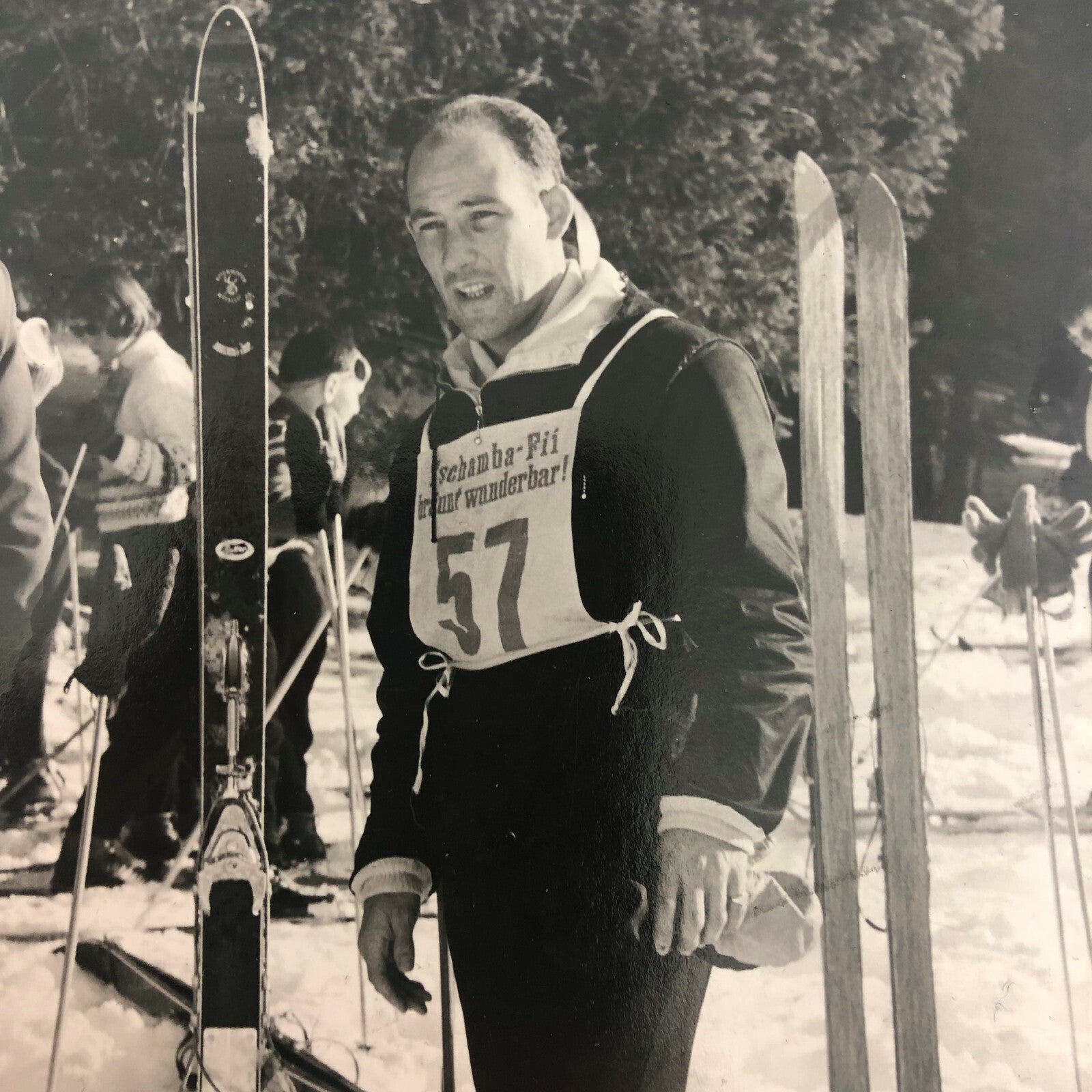 Vintage Photograph of Racing Driver Stirling Moss Skiing Ski Photo