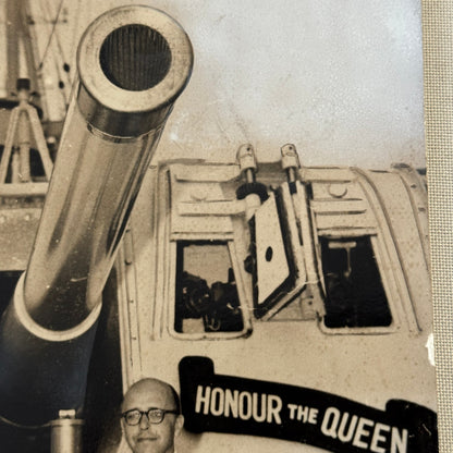 Sultan of Selangor on Battleship Cruiser Newcastle Press Photo Malaysia 1955