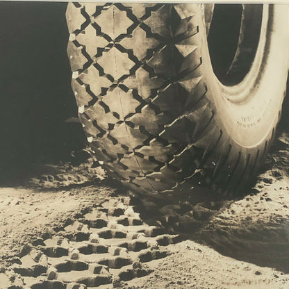 Vintage Art Photograph Automobile Tire on Sand - Possibly Advertising Framed 