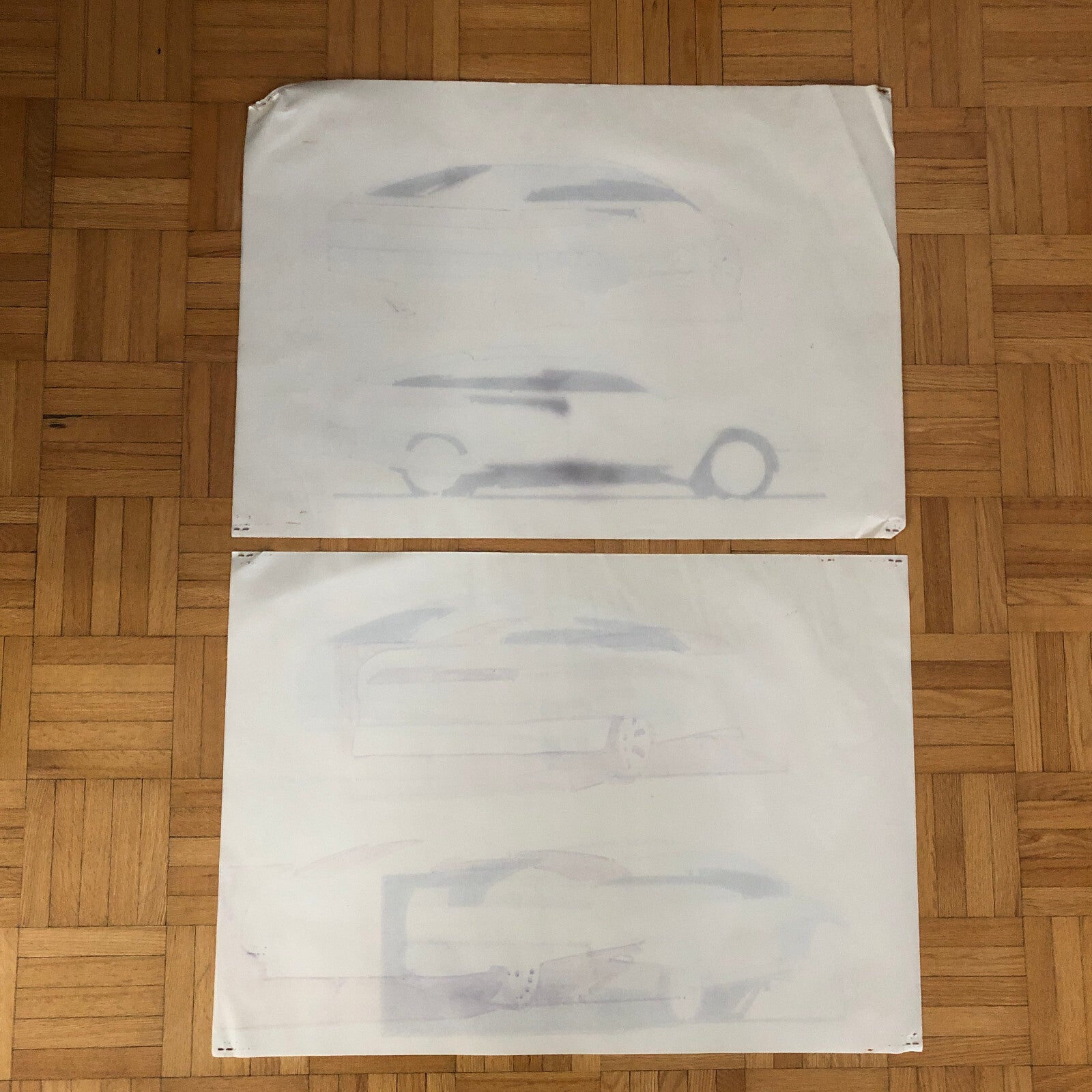 Car Styling Concept Illustration Drawing Sketch Vintage Lot 2x Luc LANDUYT 1980