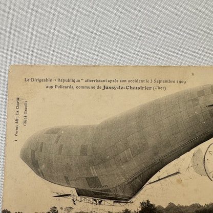 Vintage Zeppelin Airship Dirigible Postcard Post Card French La Republique