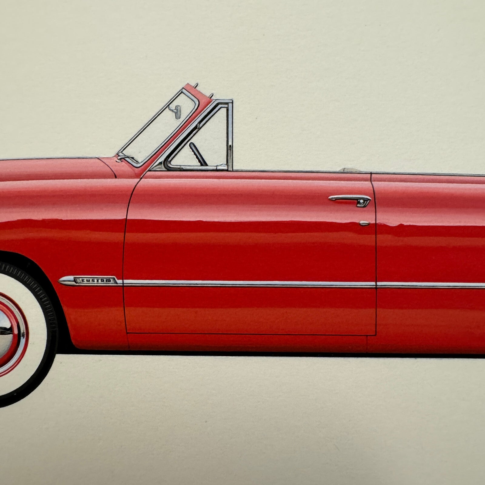 1950 Ford Custom Convertible Club Coupe Car Illustration Art Drawing Hand Drawn