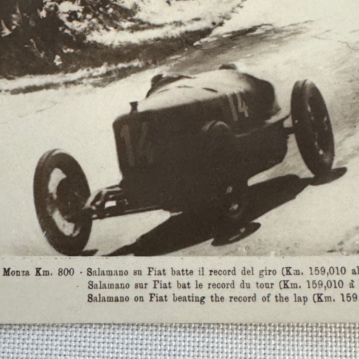 Vintage Fiat Racing Car Postcard Post Card European Grand Prix 1923 Race