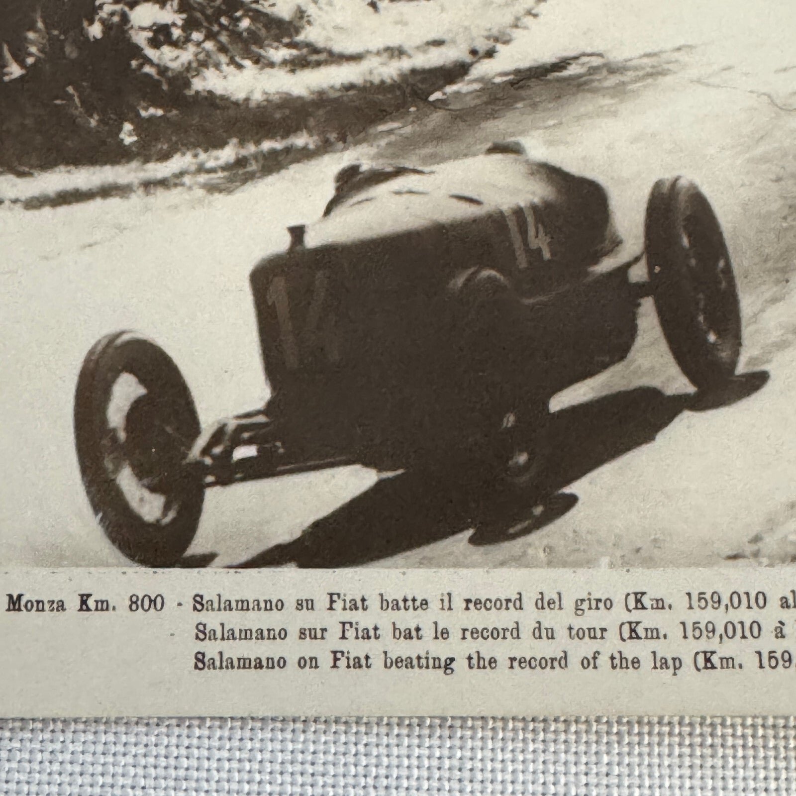 Vintage Fiat Racing Car Postcard Post Card European Grand Prix 1923 Race