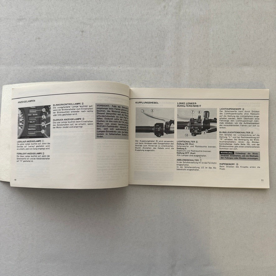 Vintage Suzuki GS1000H Motorcycle Bike Owners Manual Instruction Guide GERMAN