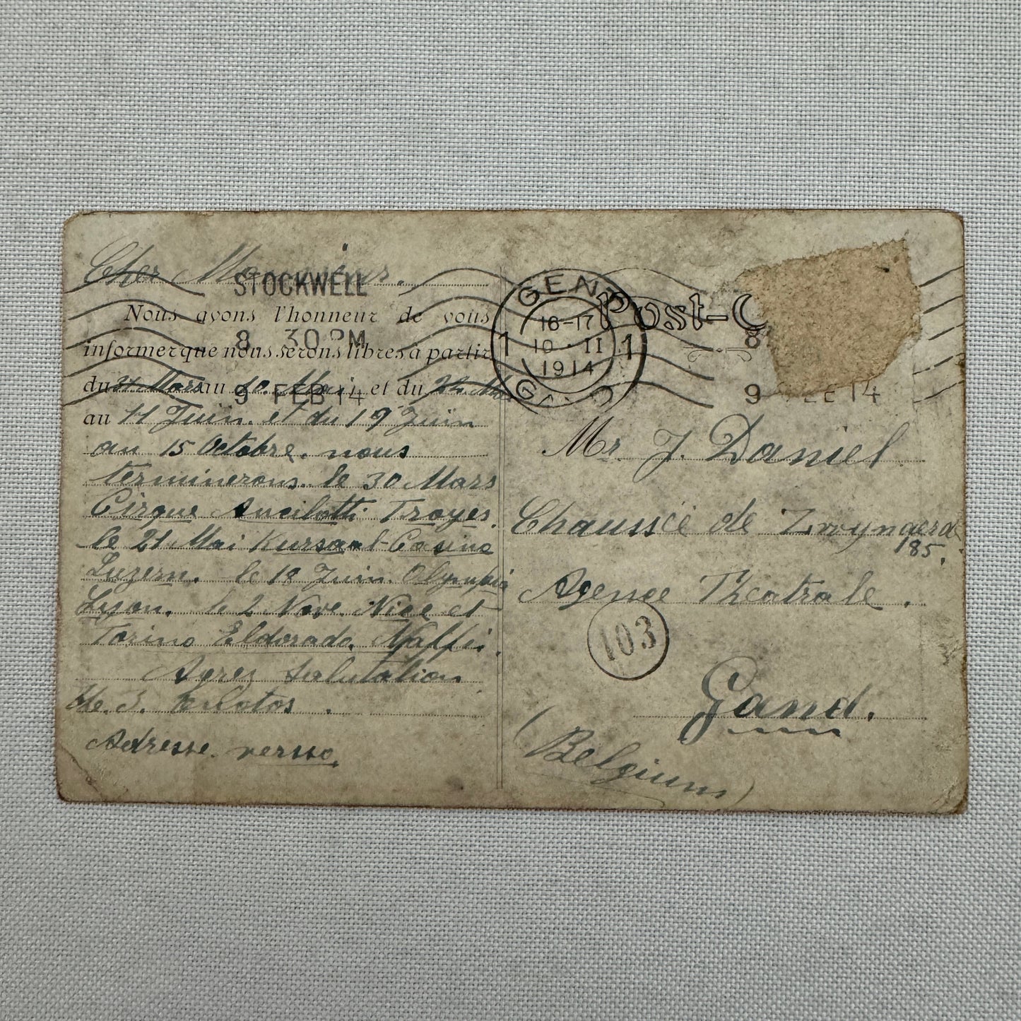 Vintage Circus Comedy Act Postcard Post Card The Onoto Brothers 1914 Postmark