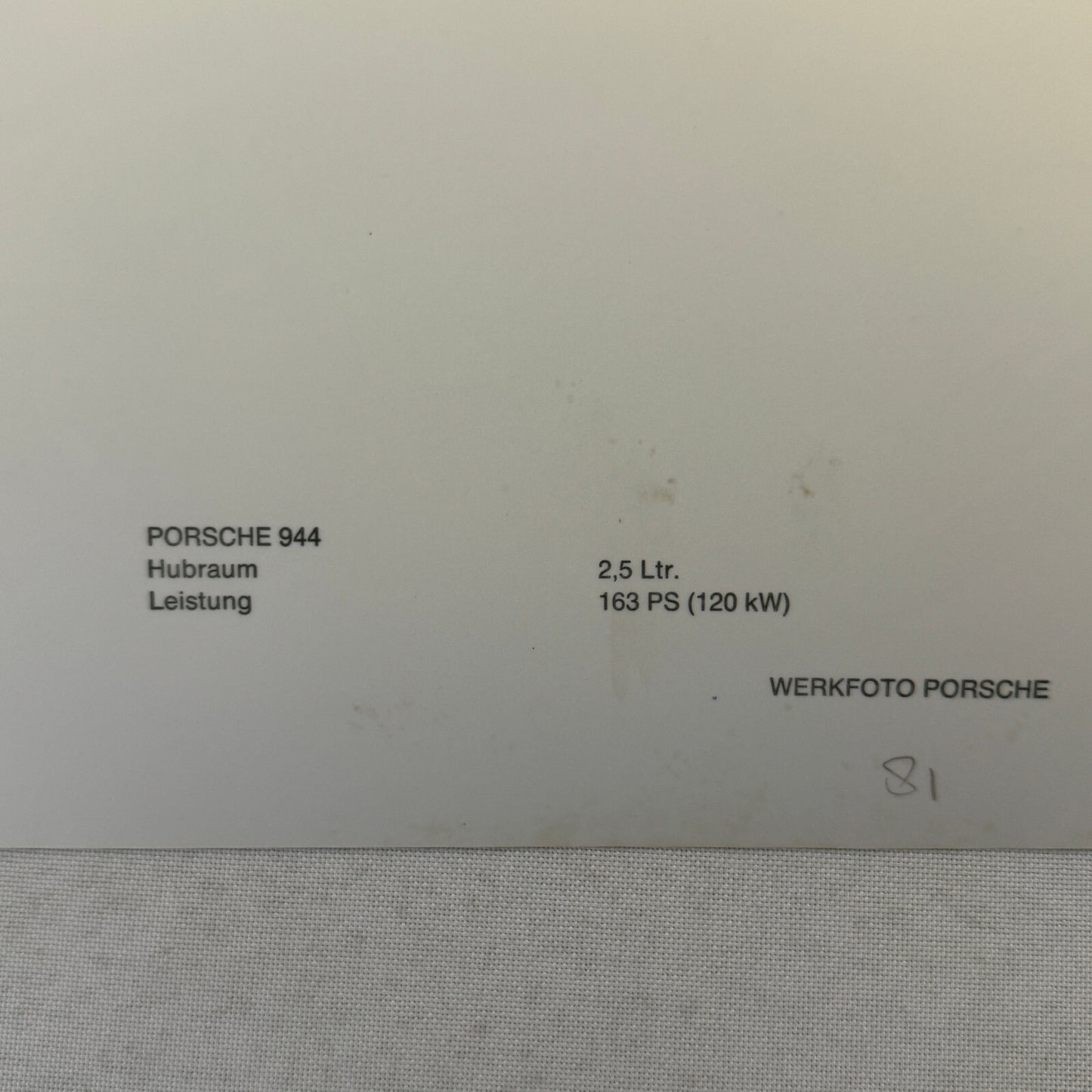 Porsche 944 Car Factory Press Photo Photograph Vintage