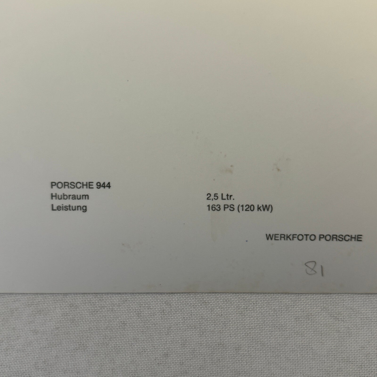 Porsche 944 Car Factory Press Photo Photograph Vintage