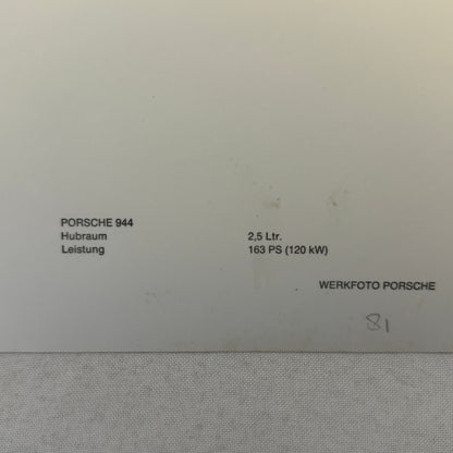 Porsche 944 Car Factory Press Photo Photograph Vintage