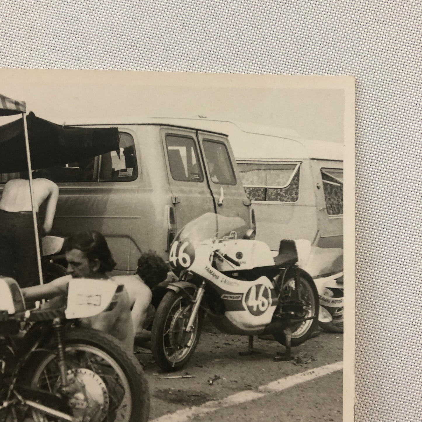 Vintage Motorcycle Racing Photo Photograph Yamaha Bikes 1971 Van