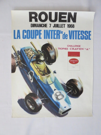 Poster Racing Rouen La Coupe Inter de Vitesse 1968 Event Authentic Original
