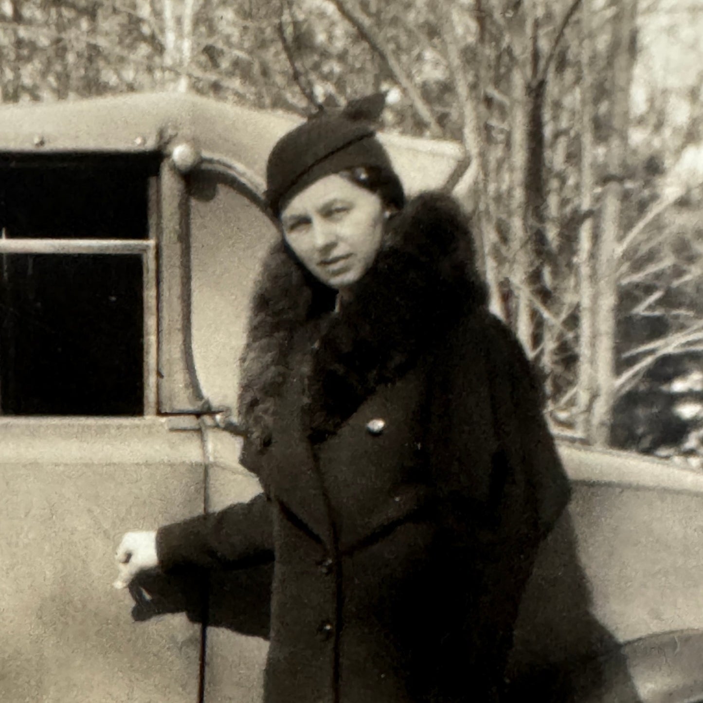 Vintage Car Automobile Photo Photograph Print Snapshot Woman with Car