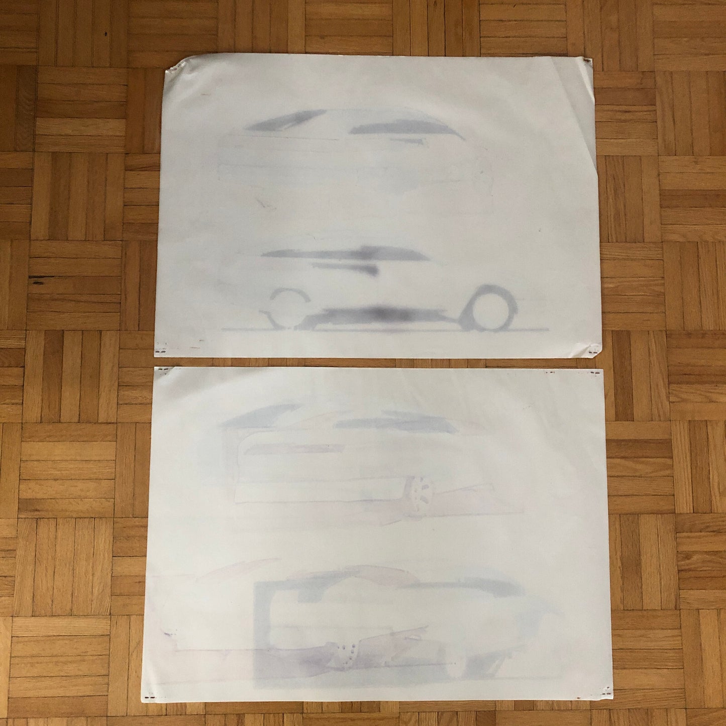 Car Styling Concept Illustration Art Drawing Sketch Vintage Lot 2x LANDUYT 1980