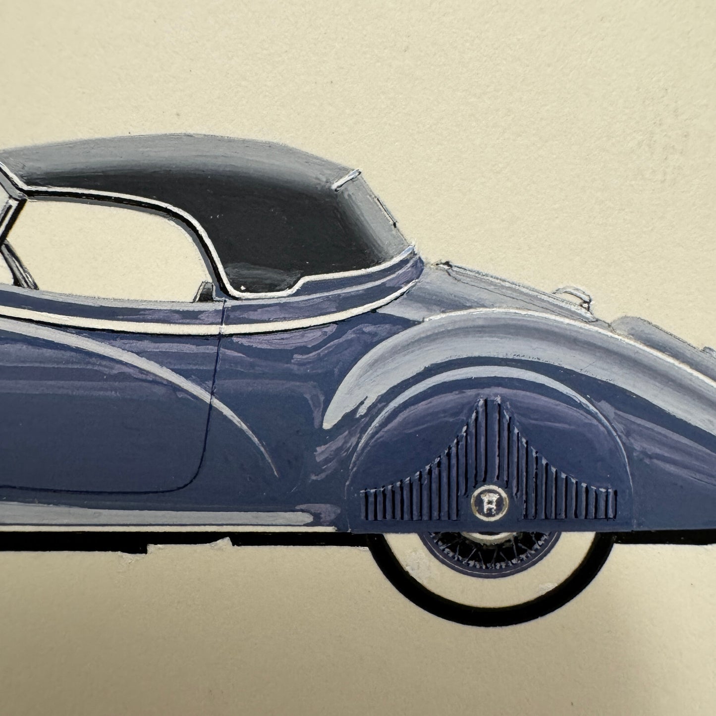 1939 Horch 853 A Special Roadster Illustration Art Drawing Vintage Miniature