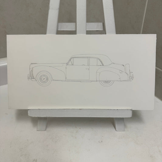1940 Lincoln Continental Club Coupe Car Illustration Art Drawing Hand Drawn