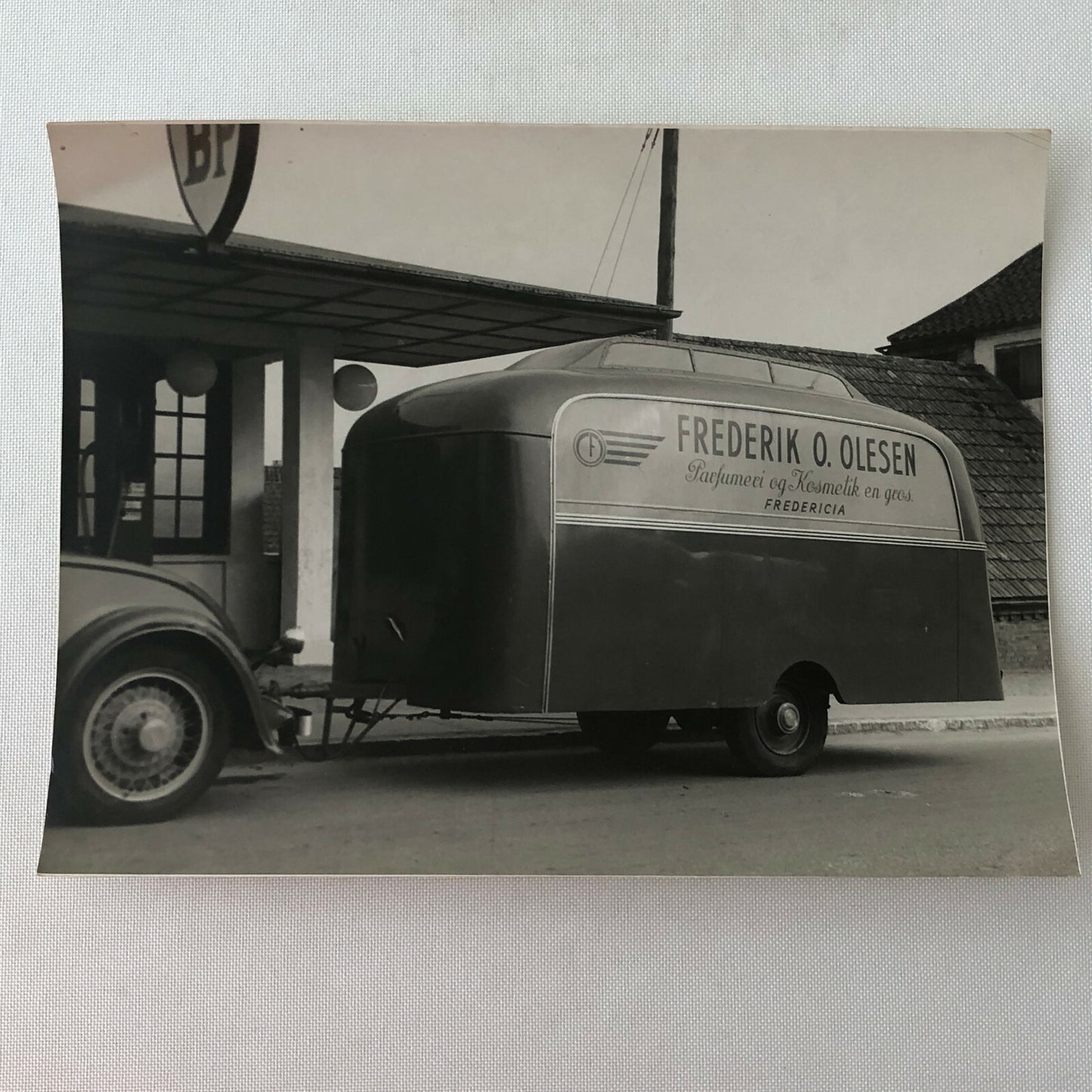 Vintage Streamline Car Trailer Photo Photograph - Denmark 