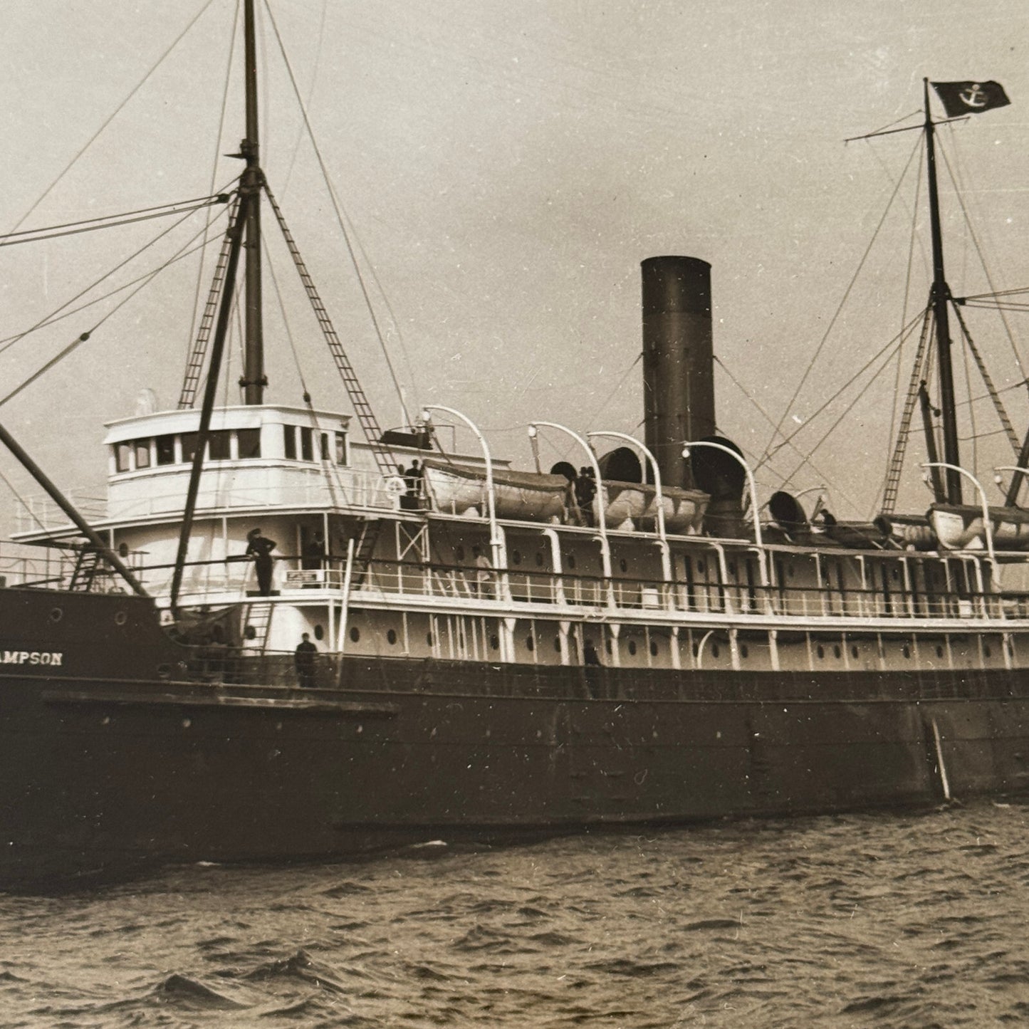 Vintage Ship Boat Photo Photograph Print Webster & Stevens Photo Admiral Sampson