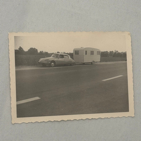 Citroen Car Automobile Towing Camper Trailer Caravan Photo Photograph Print