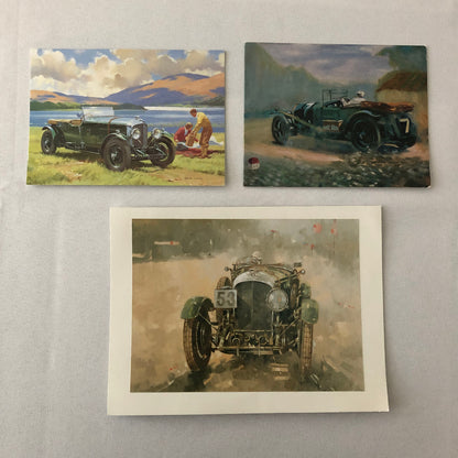 Vintage Car Automobile Art Greeting Card Lot of 8 Bentley + UK Christmas