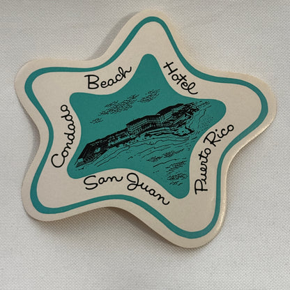 Vintage Travel Luggage Label Condado Beach Hotel San Juan Puerto Rico