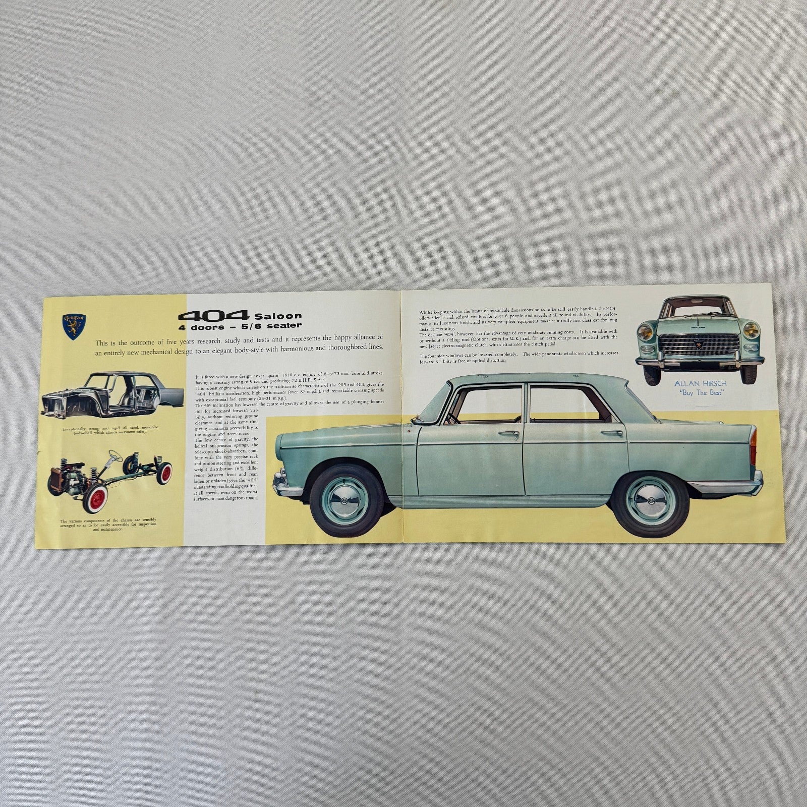 Peugeot 404 Car Sales Brochure Catalog Advertising Vintage