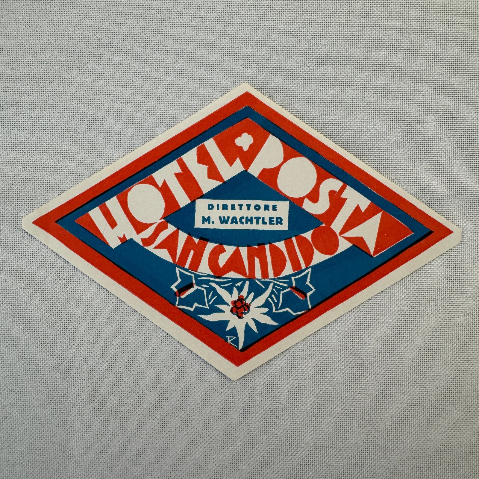 Vintage Travel Label Hotel Posta San Candidio Italy Italian