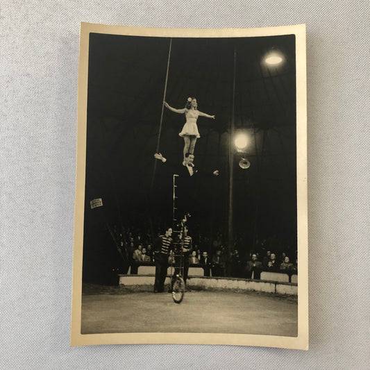 Circus Performer Unicycle Balancing Act Vintage Photo Photograph 1952
