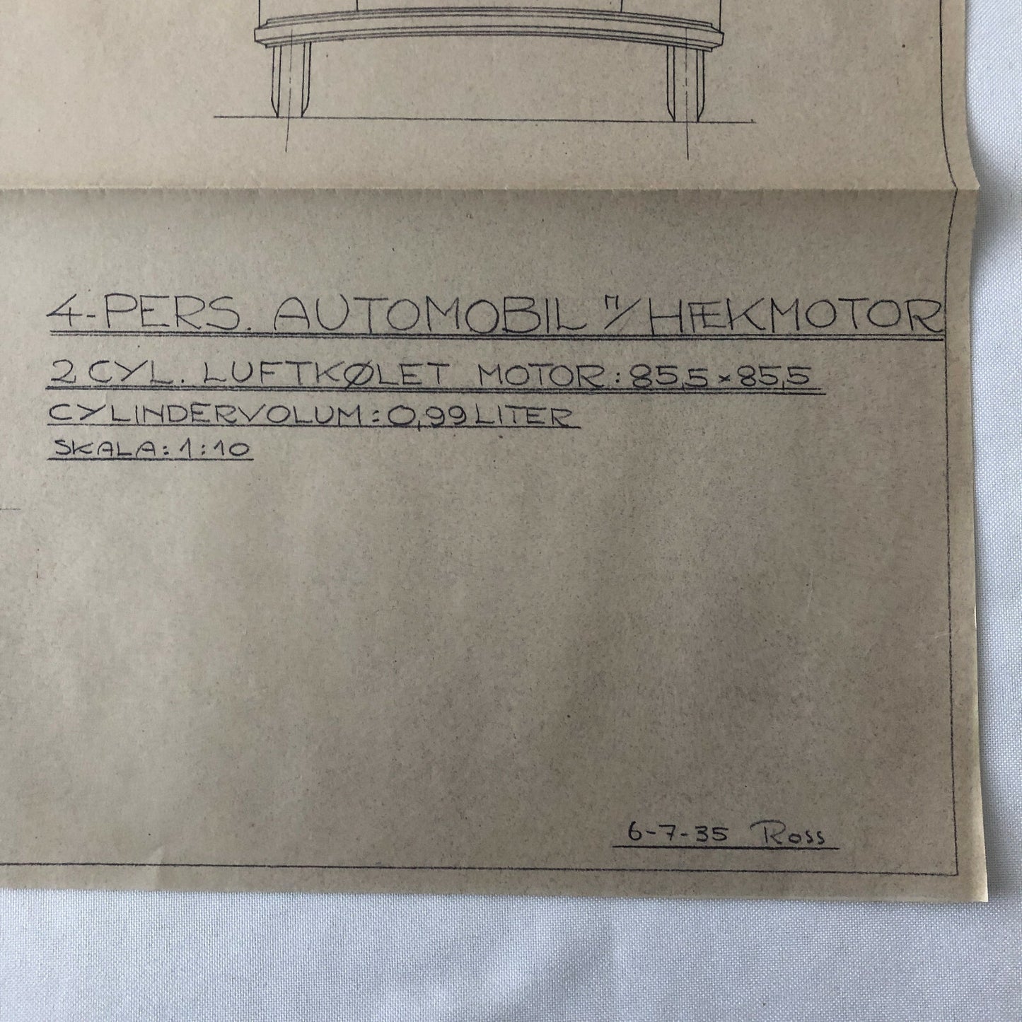 1935 Coachbuilder Car Design Blueprint Rendering Blue Print 2-Door Body