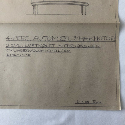 1935 Coachbuilder Car Design Blueprint Rendering Blue Print 2-Door Body