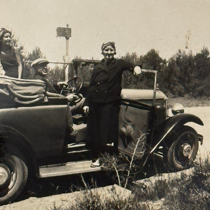 Vintage Photo Photograph Print People in Early Automobile Car